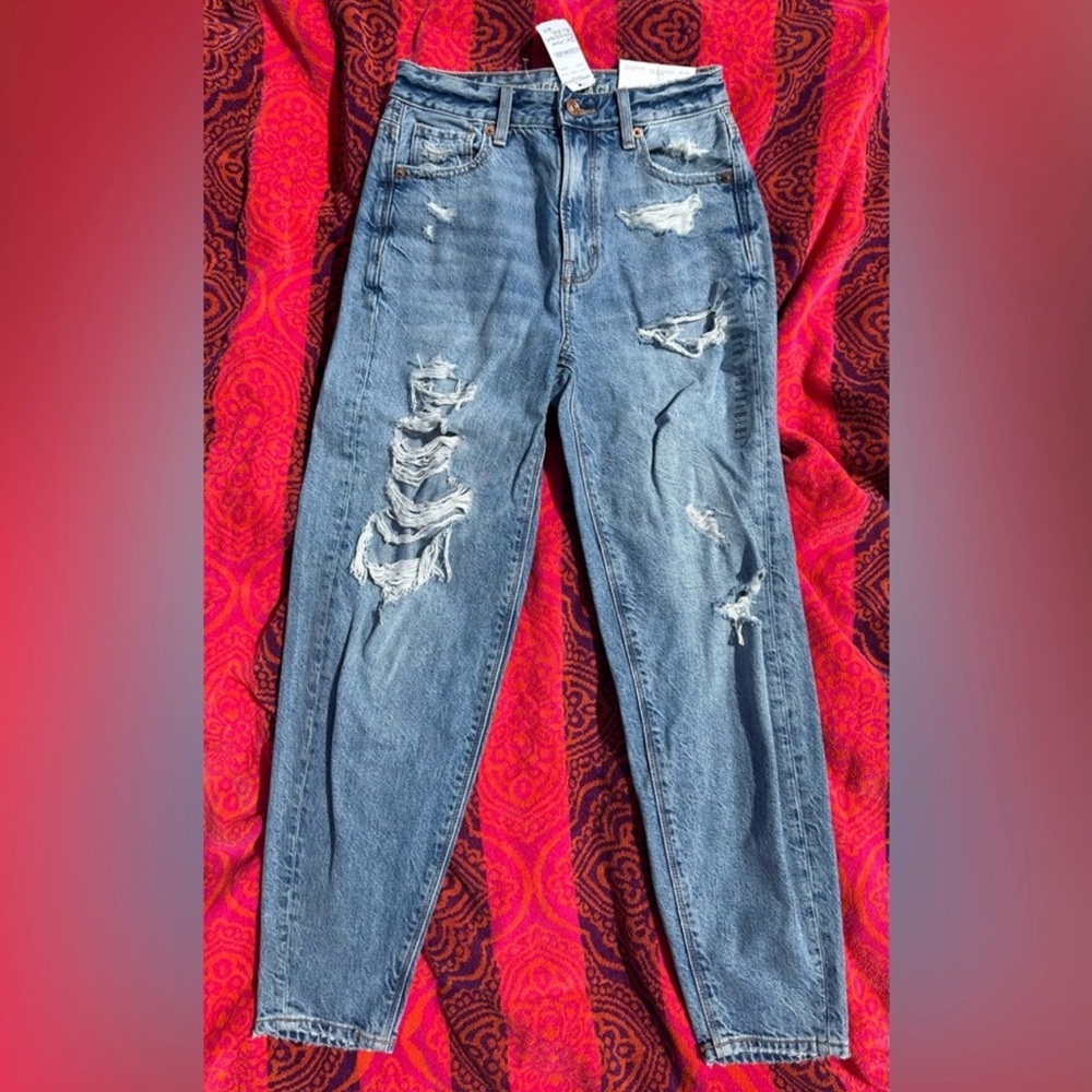 Distressed Blue Mom Jeans